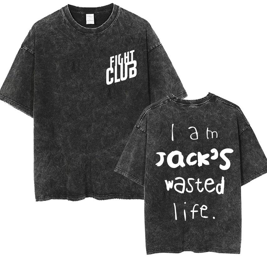 Vintage Washed Tyler Durden Fight Club Graphic T Shirt Mens High Quality Oversized Cotton Tshirts Yk Gothic Clothing Tshirt