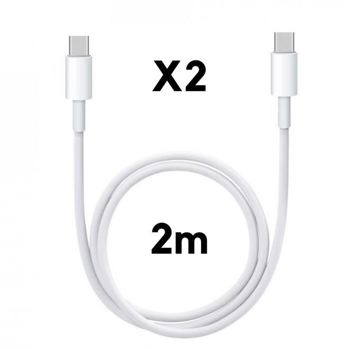 2m USB-C USB-C Cable for MacBook - MacBook Air - MacBook Pro - iMac - Mac Mini [LOT 2] Phonillico®