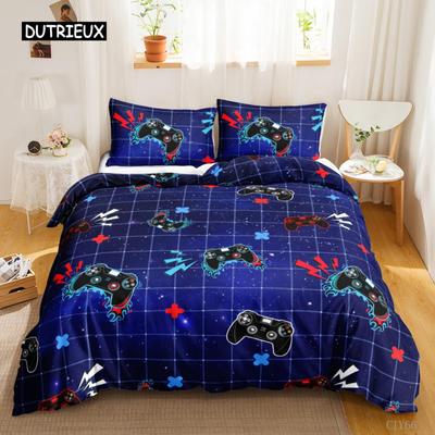 Gamer Duvet Cover Set Kids Boys Teens Video Game Controller Gamepad Bedding Set Double Queen King Size Polyester Qulit Cover