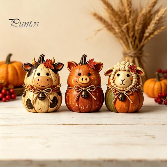 Indoor Autumn Room Decorations 3PCS Rustic Harvest Wooden Ornaments, Animal Designs Retro Vintage Distressed Wood Crafts Farmhouse Crafts, Decorative