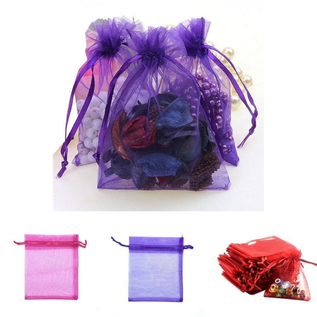 Elegant And Sheer 10pcs Drawable Organza Bags For Wedding Party Favors And Gifts