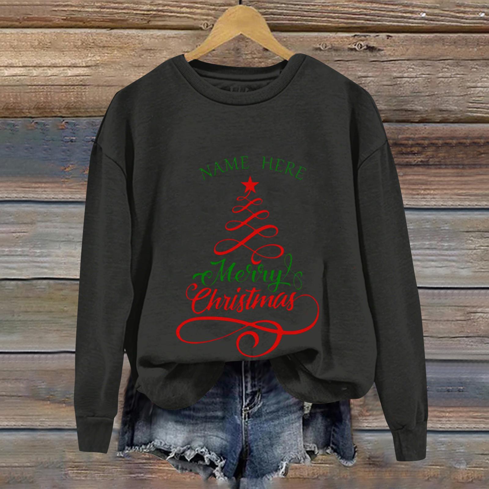 

Женский рождественский спортивный худи с длинными рукавами и круглым вырезом L чёрный