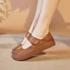 Women Vintage Mary Jane Ballet Flats Soft Leather Square Toe Loafers Strappy Moccasins