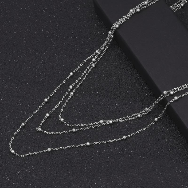 European & American Multi-Layer Choker: Handmade Pendant Necklace with Beaded Chain