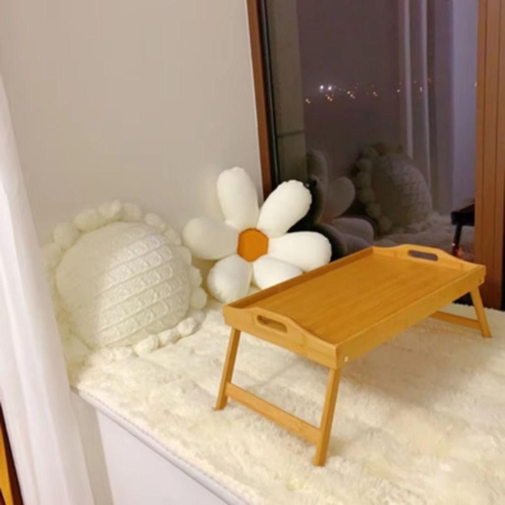 with Handles Foldable Dining Table Bamboo Material Breakfast Serving Tray  Dormitory Use