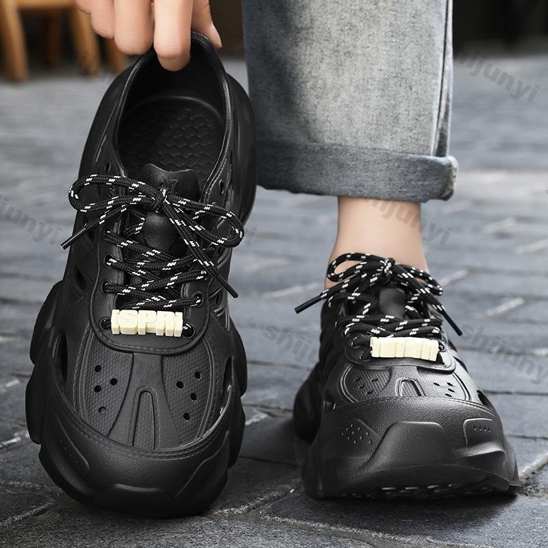 Fashion Plus Size Men's Shoes 2025 Summer New EVA Comfortable Lightweight Hollow Breathable Sandals Lace-up Casual Beach Shoes