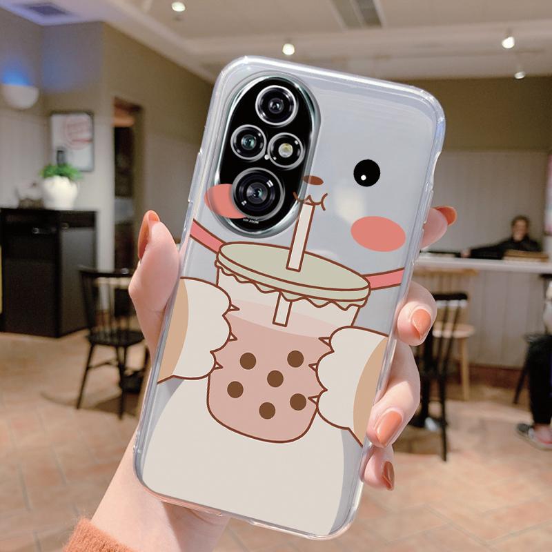 Für Honor 200 Pro Handyhülle Mode Blume Transparente Rückseite Für Honor 200Pro Weiches TPU Silikon Anti-Drop Bumper Fundas