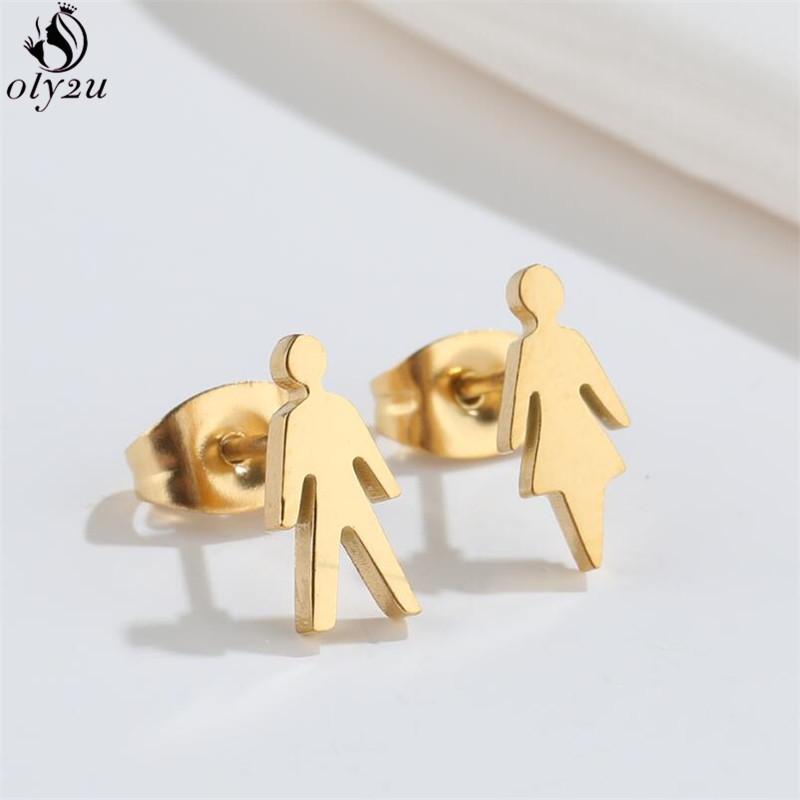 Asymmetry Stainless Steel Key Lock Earring for Women Rabbit Carrot Piercing Jewelry Girls Earrings Gifts Accessories