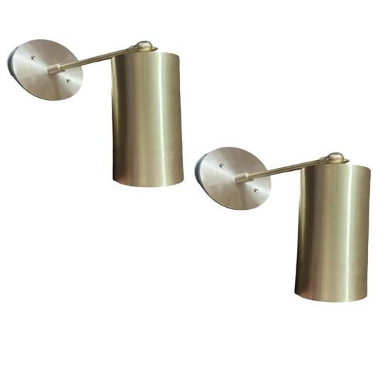 

Pair of Mid Century Brass Wall Sconces with Adjustable Arm for Modern Home Decor