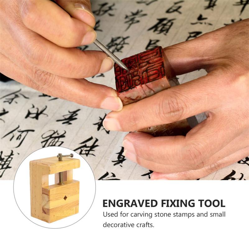 Wooden Flat Engraving Seal Stone Vise Woodworking Carving Engraving Fixing Tools Mini Clamp-on Bench Vise Flat Tongs