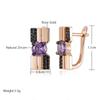 Kinel Purple Zircon Square Drop Earrings For Women Luxury Bride Wedding Black Fine Jewelry