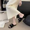 Comfortable Princess Thick-bottomed Fluffy Slippers Women's Autumn and Winter High-end Outer Wear 2025 New Indoor Home One-word Cotton Mop