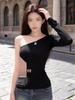 One-Shoulder Spicy Girl Long Sleeve T-Shirt - Spring Collection