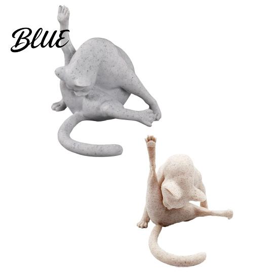 Playful Cat Resin Figure Licking Butt Figurine Funny Statue Collectible Whimsical Kitty Ornament for Shelf Desk Decor Gift Lovers Housewarming