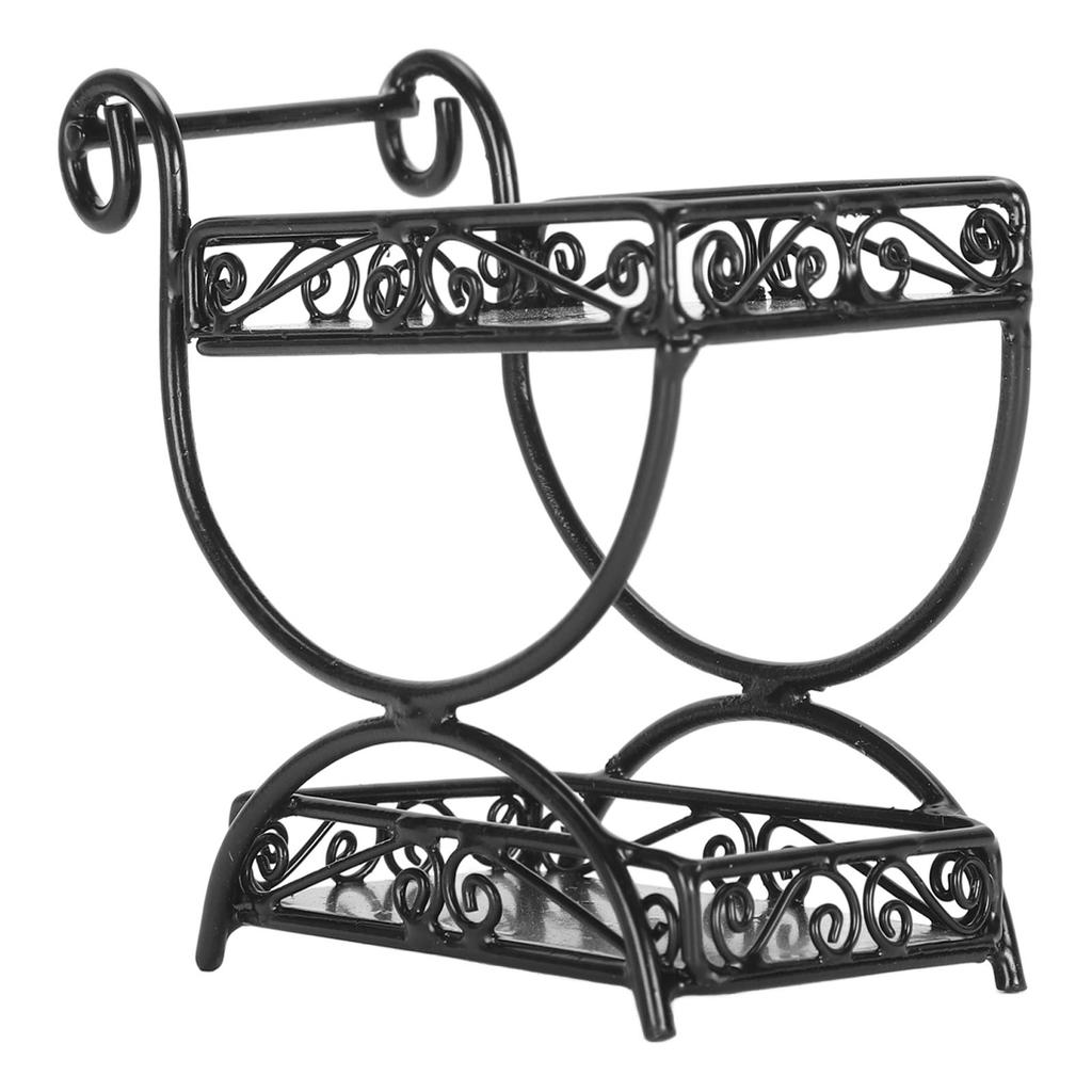 1: 12 Miniature Garden Cart Exquisite Details Metal Dollhouse Flower Cart Ornaments Accessory Black