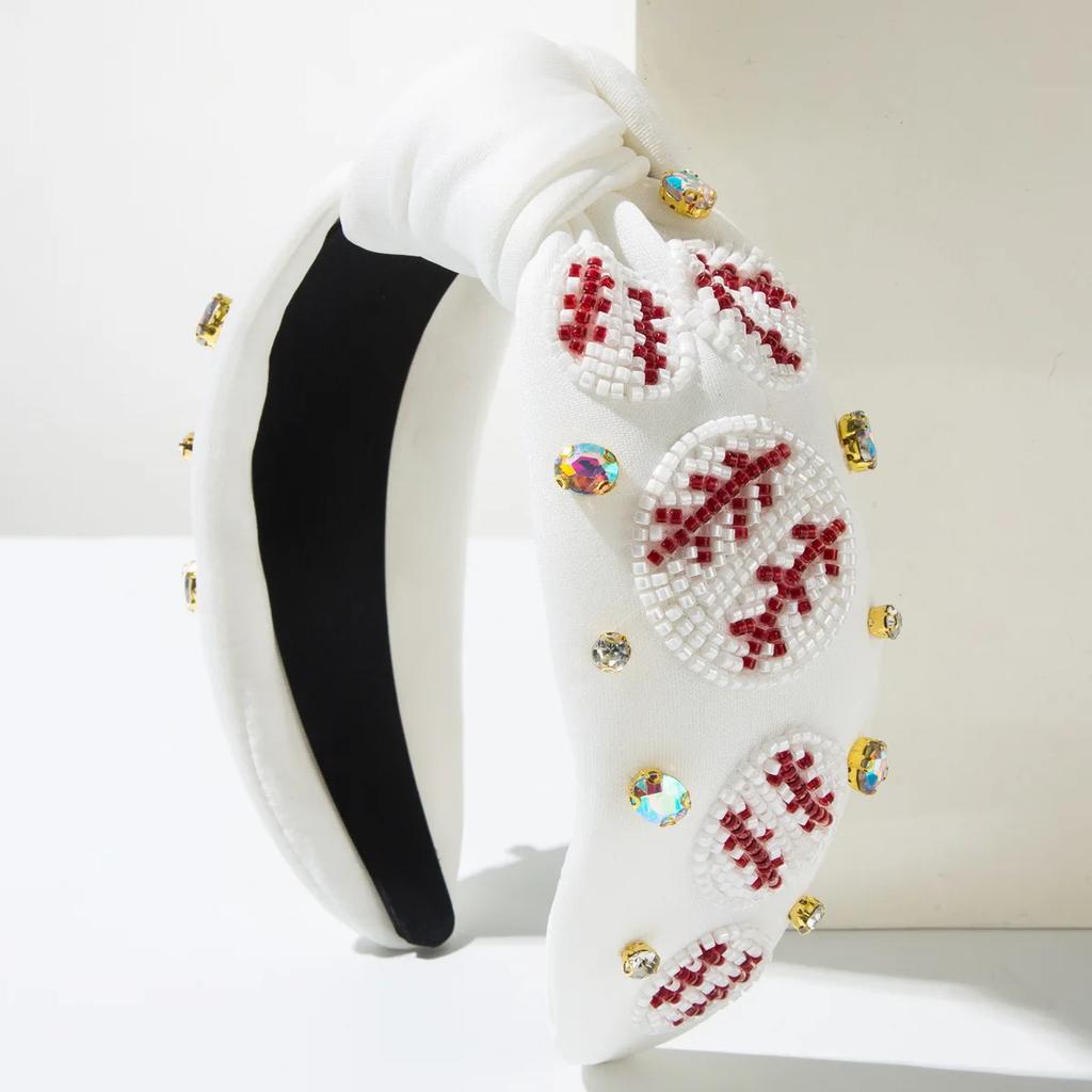 Hot-selling Handmade Rice Beads Baseball Football Headbands High-quality American Simple Hair Accessories