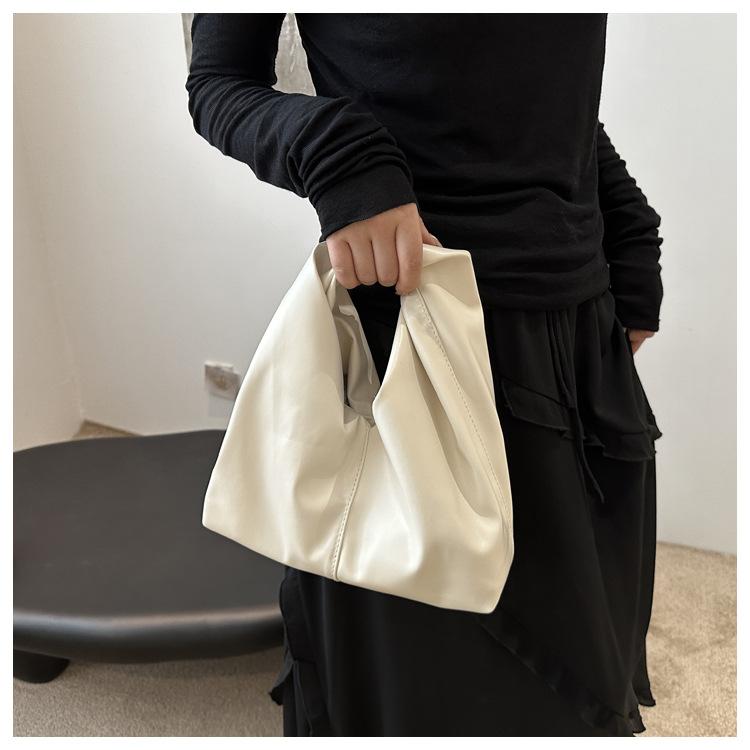 Minimalist Faux Leather Crescent Bag for Women Fashionable Handheld Shoulder Purse Trendy Daily Clutch CLE