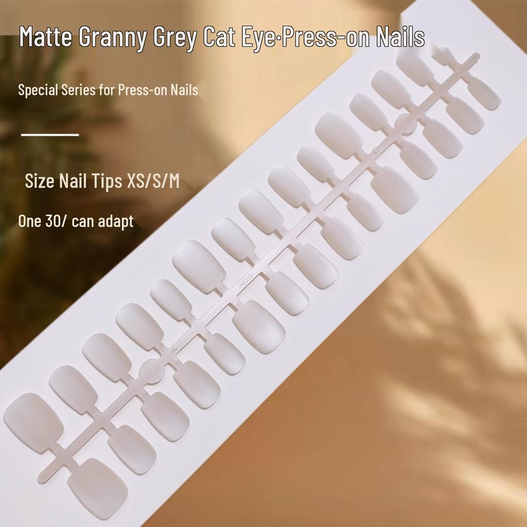

Matte Grey Cat Eye Nail Patches - Whitening, Wearable Finished Pieces