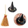 Pack of 24 Miniature Broomstick Witch Hat Set Halloween Party Decorations PVC Crafts Accessories for Home Event