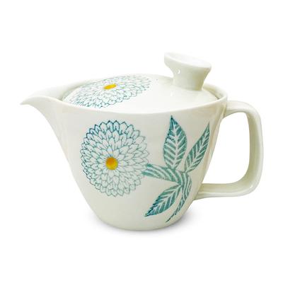 J-kitchens Kleine Teekanne, Hasami Ware, Hergestellt in Japan, 240ml, für 1-2 Personen, mit Teesieb, Dahlie, Hellblau174510