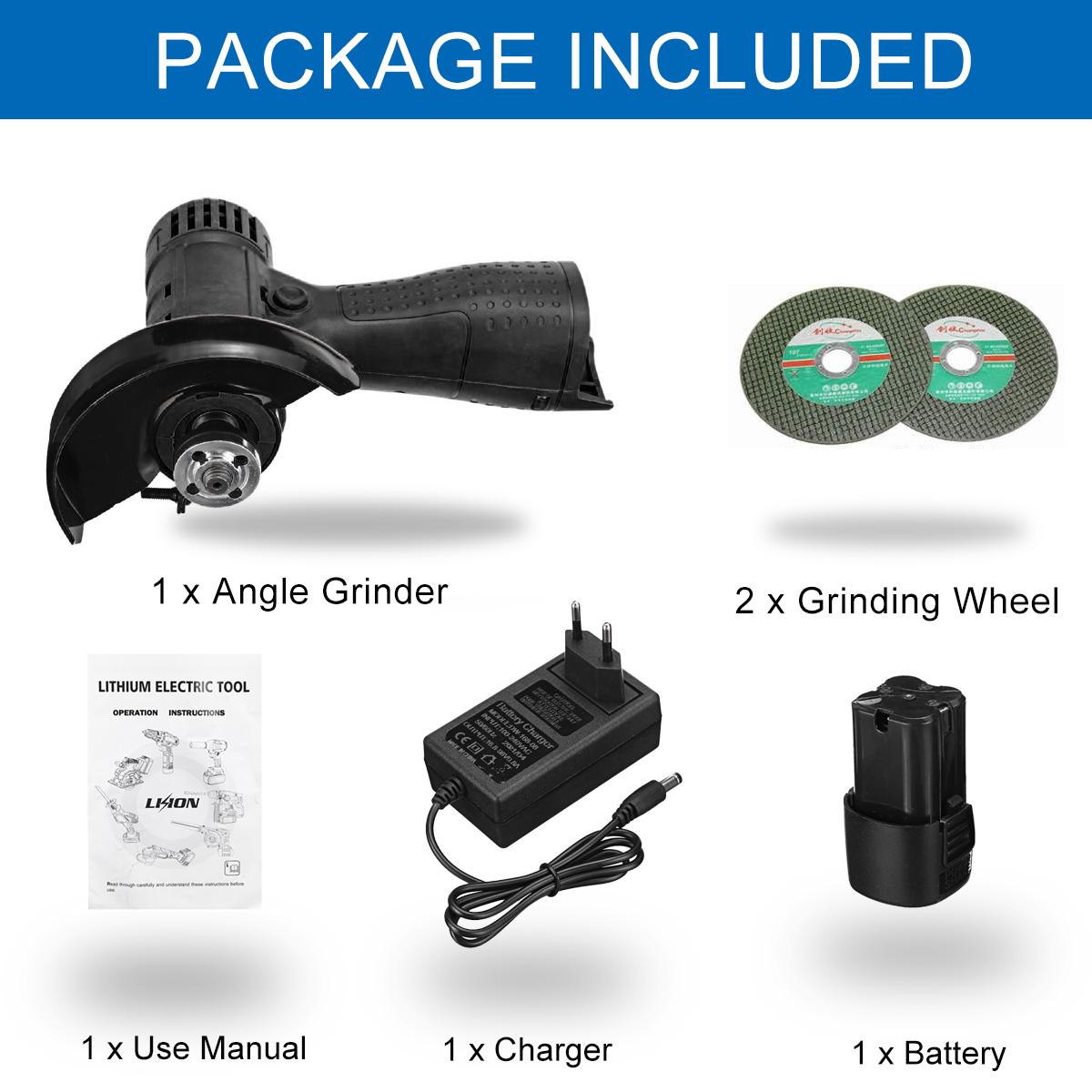 

Беспроводная мини-угловая шлифовальная машина 19500 об/мин, электроинструмент, шлифовальный станок, резак по металлу, дереву с литиевой батареей 1 battery чёрный