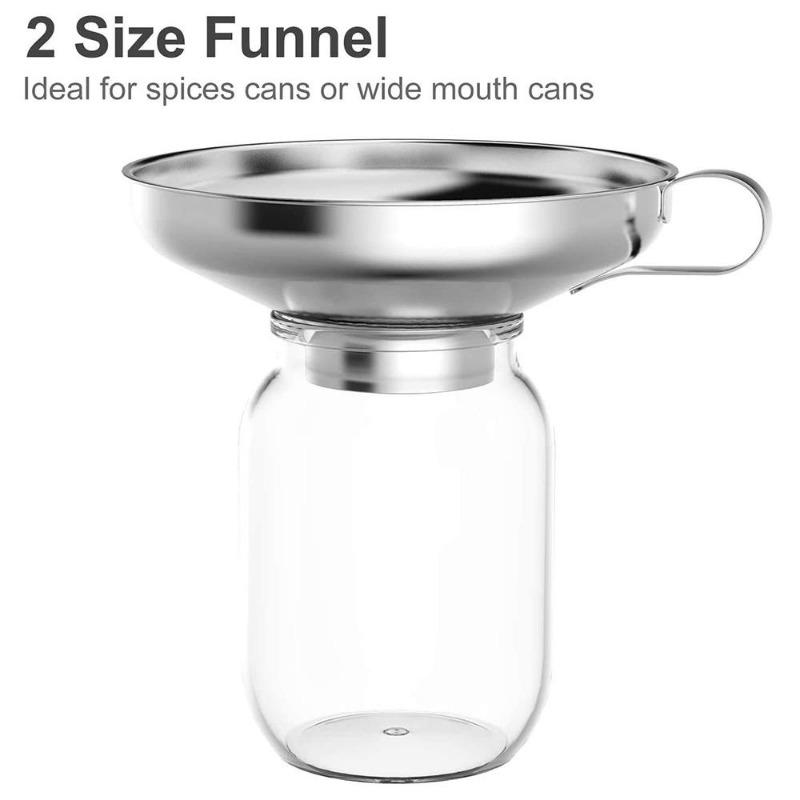 Wide Mouth Liquid Funnel for Jars Stainless Steel Canning Funnels Flask Filter for Oil Wine Water Spices Kitchen Tools Gadgets