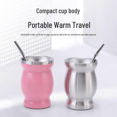 Mini Tazza Regalo Portatile Mate da 8oz con Cucchiaino - Isolamento Sottovuoto 304, Incisione Personalizzata Disponibile