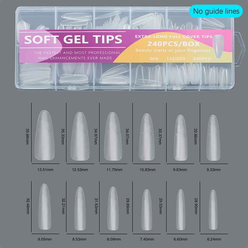 240pcs Ultra-Thin Double-Sided Fake Nails With Auxiliary Line No-Trace Nail Tips Clear Extension False Nails DIY