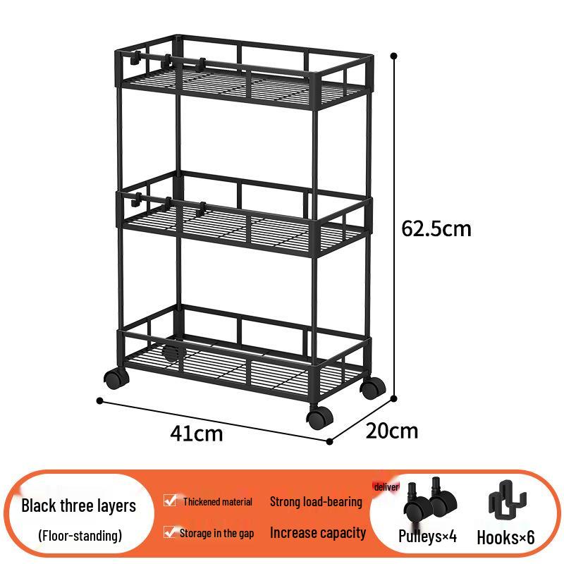 Multi-layer Bathroom Shelf with Wheels - Narrow Gap Storage Trolley