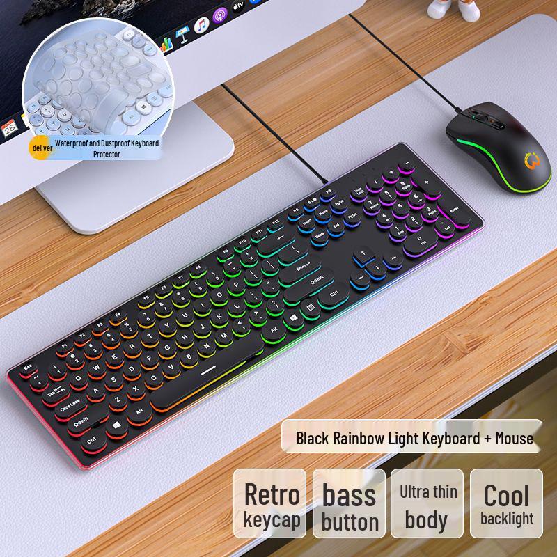 Silent Wired Chocolate Punk Keyboard - USB for Home, Office, Gaming, and Typing