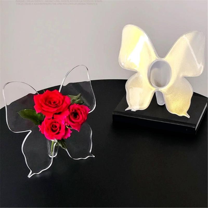 Clear Acrylic Butterfly Frame Vases Unique Art Flower Holder Container for Home Office Wedding Centerpieces Decors Gift