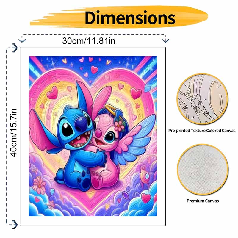 Disney DIY Oil Painting Kits Stitch Angel Hug Hand Painting Home Decor Craft Gift Ideas Canvas Wall Art Paint By Numbers Artwork Sets 130