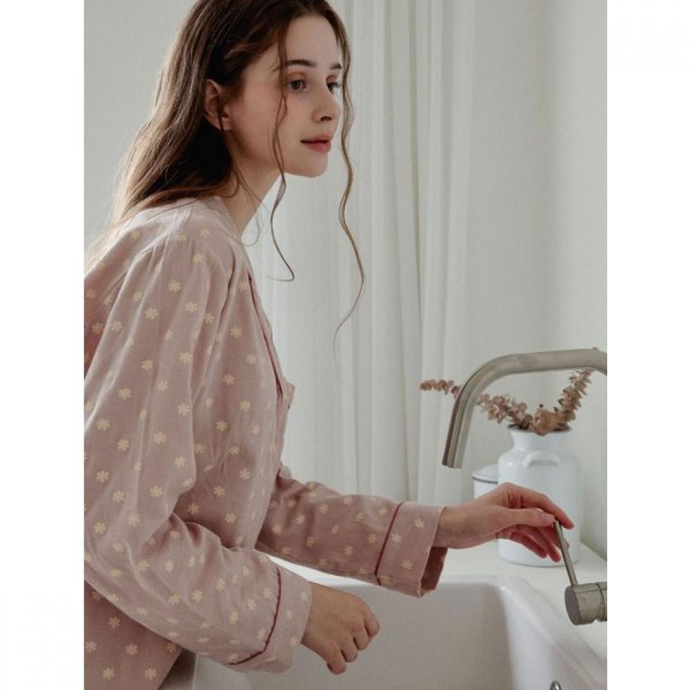 Lunaluz Women S Cotton Long Sleeve Collar daiSy pajamaS 2c 