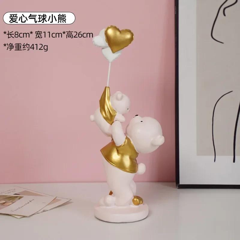 LMHBJY Creative and Violent Bear Porch Decorations Modern Cartoon Living Room Home Desktop Parent-child Bear Resin Craftsmanship