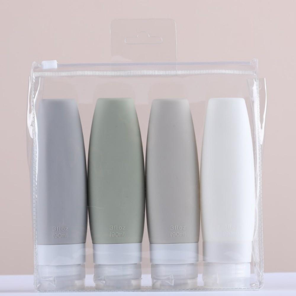 4Pcs/Set Soft Silicone Travel Bottle Empty Refillable Lotion Bottle Sub-bottling Tool