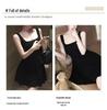 Women's French Hepburn Style Petite Spaghetti Strap Little Black Dress - Summer High-End Short Skirt