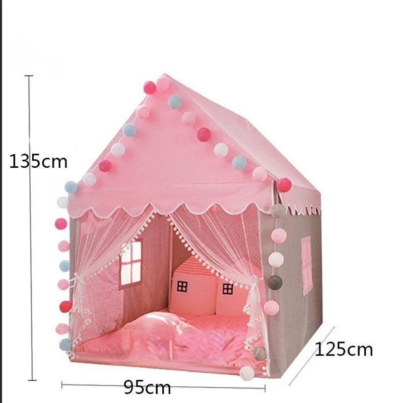 Foldable Portable Children Tipi Tent Large Pink Princess Party Castle Girls Play House Baby Room Decor Kids Gift Play Supply