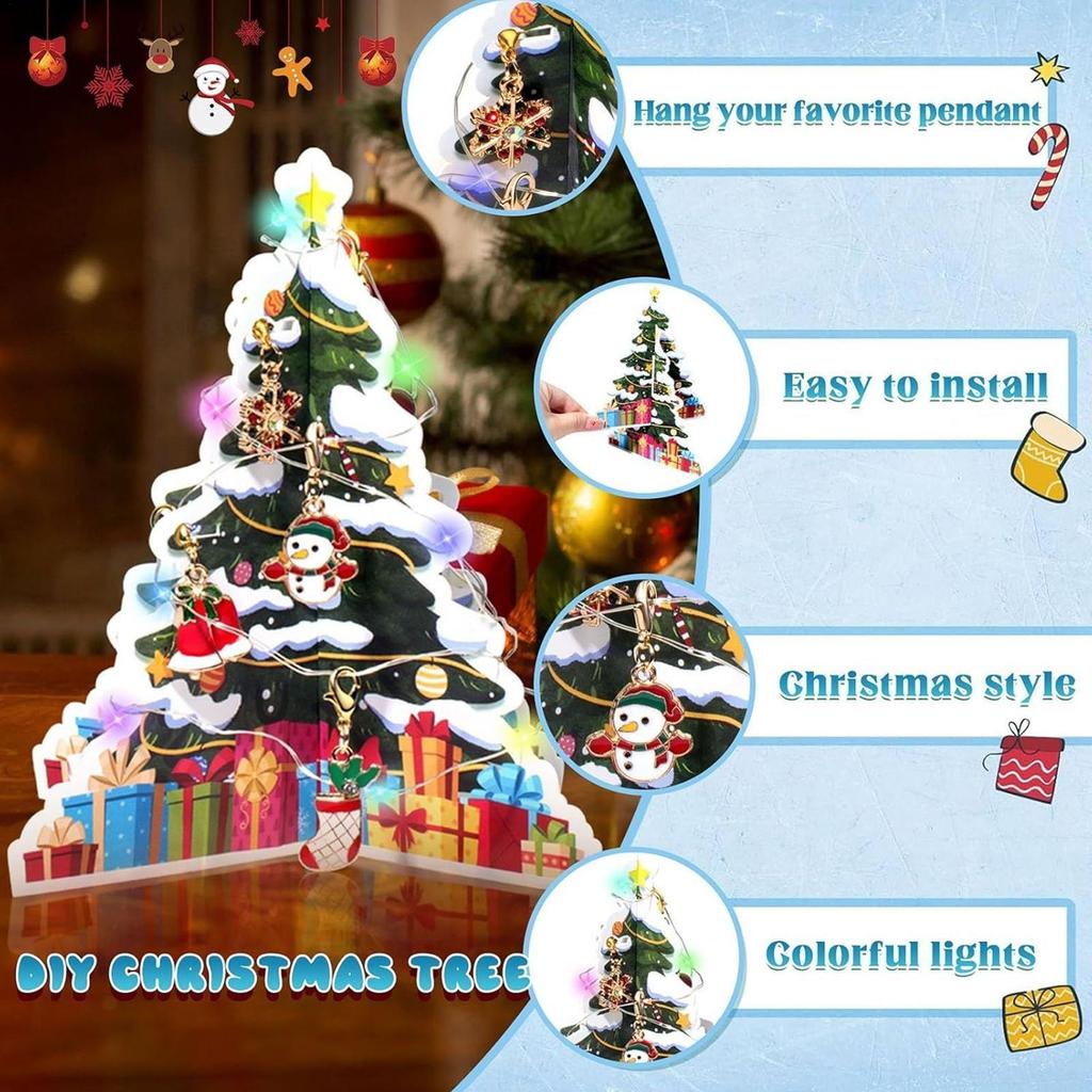 2025 Christmas Advent Calendar Jewelry Bracelet Gift Box 24-Days Handmade Countdown Jewelry Making Kit For Holiday Vacation