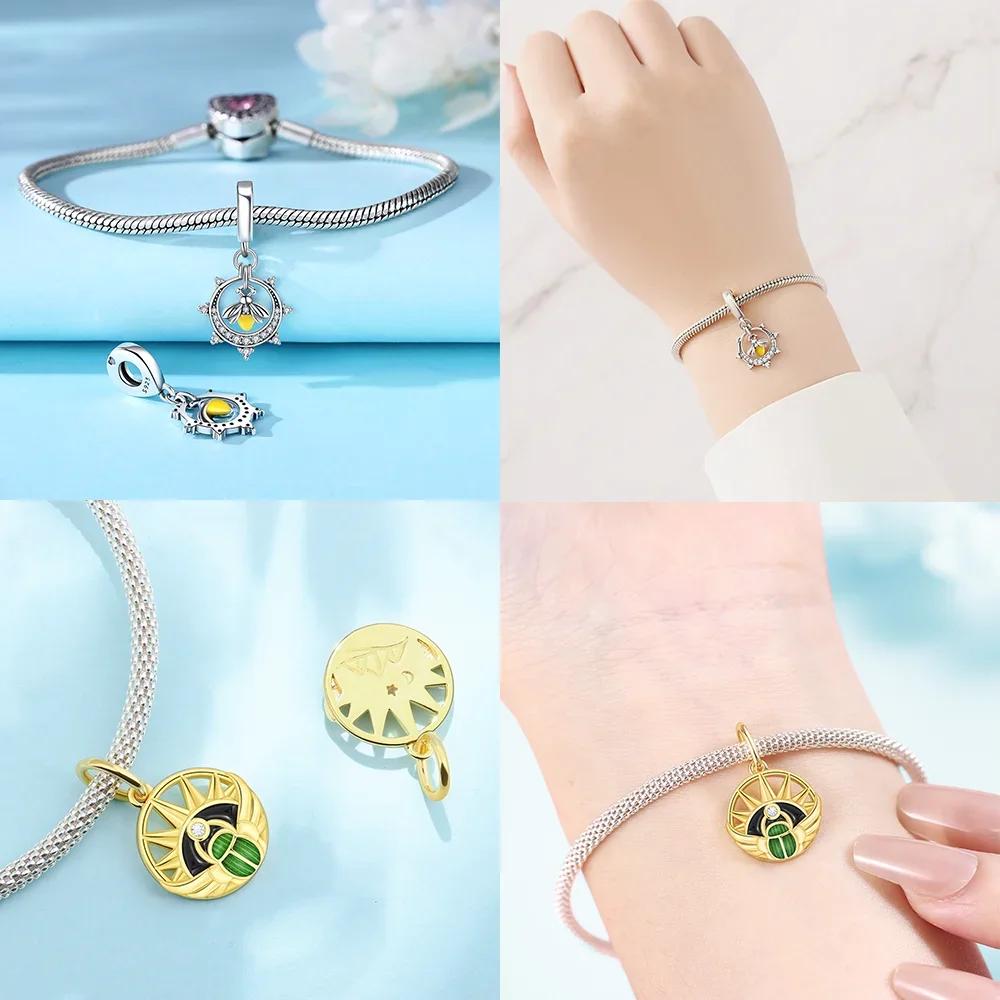Cute Copper Gold Color Fireflies Luminous Charms Beads Fit Original Bracelets Diy Jewelry Gift Making