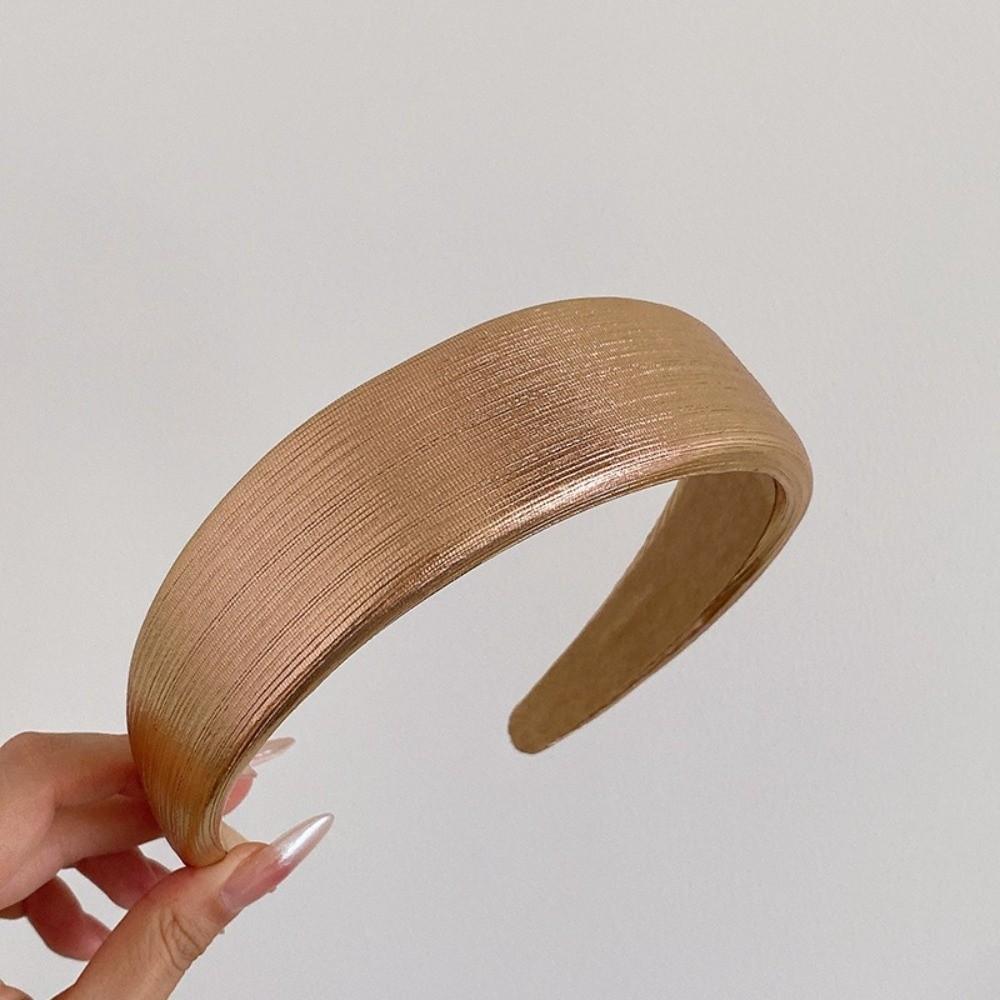 Shiny Gold Hair Hoop Wide Retro Headwear Fashion Leather Hairbands  Hair Accessories
