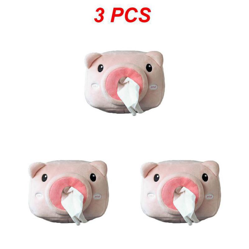 2/3/4 stk Søt Tegneserie Bil Tissueboks Plysj Serviett Holder Universal Auto Hjem Rom Papir Etui Dyredekorasjon Brakett