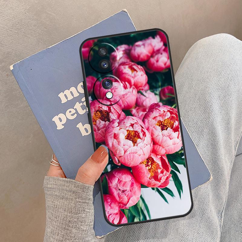Elegant Pink Purple Peony Flower Case For Honor Magic 8 Pro 5 6 7 Lite Cover For Honor 400 200 90 70 50 X8a X8b X9a X9b X9c