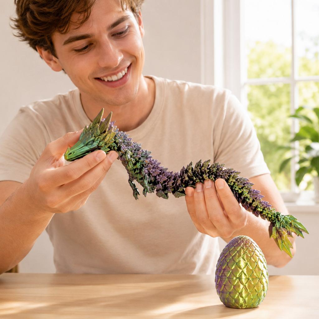 3D Printed Egg and Figure Set - Colorful 13cm Egg with 30cm for Collectible Display