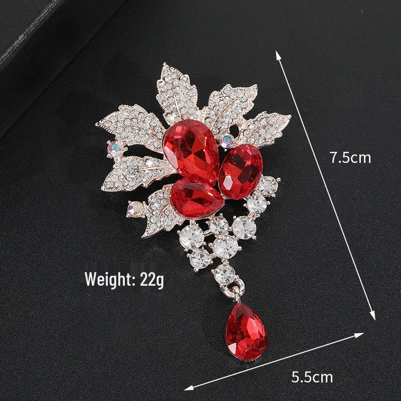 High-End Rose Red Chinese Flower Brooch: Classical Pin for Women's Qipao & Coat Accessories