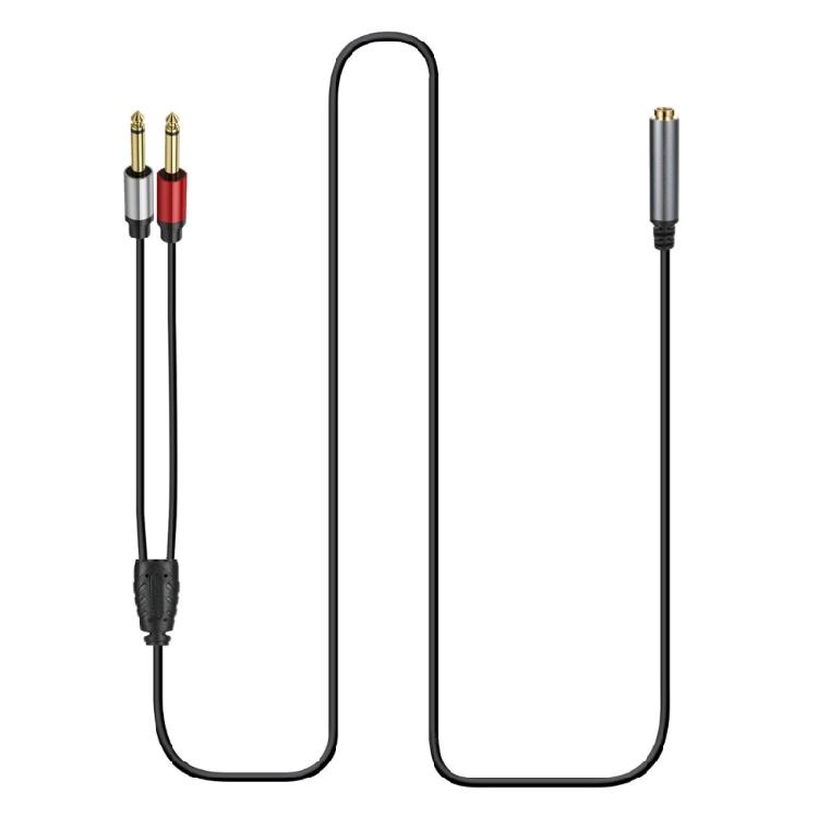 Music Engineer Double 6.35mm Mono Male to Stereo Female Y Adapter Cable 1/4 Mono Male Y Splitter Cord Multiple Length