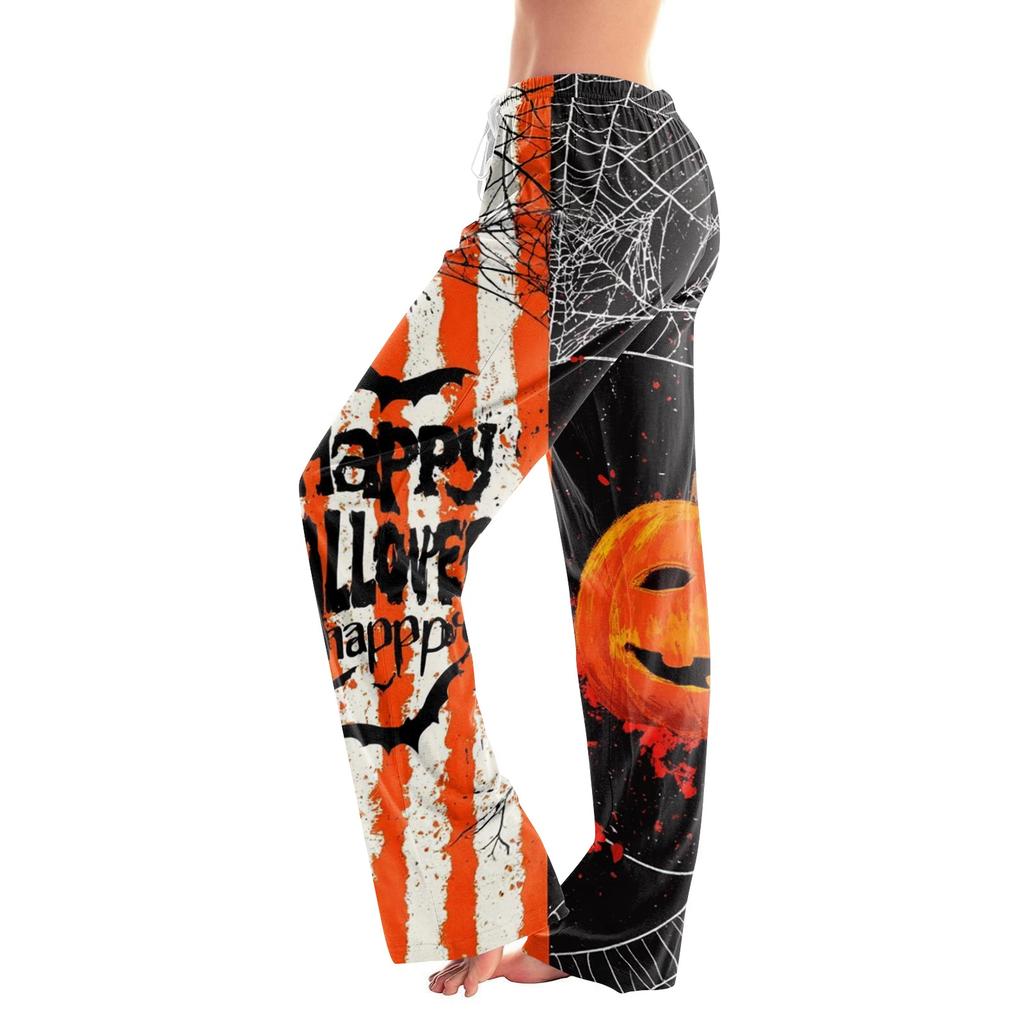 Women's Casual Drawstring Pants with Halloween Print for Daily Wear and Parties