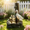 Duck /Squirrel Fountain Ornament Garden Duck Family Statue Outdoor Yard Miniature With Light Garden Decor For Patio Balcony Lawn