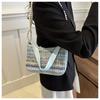 Stylish National Style Woven Bag With Pearl Chain Strap Small Shoulder Bag For Casual Outfits