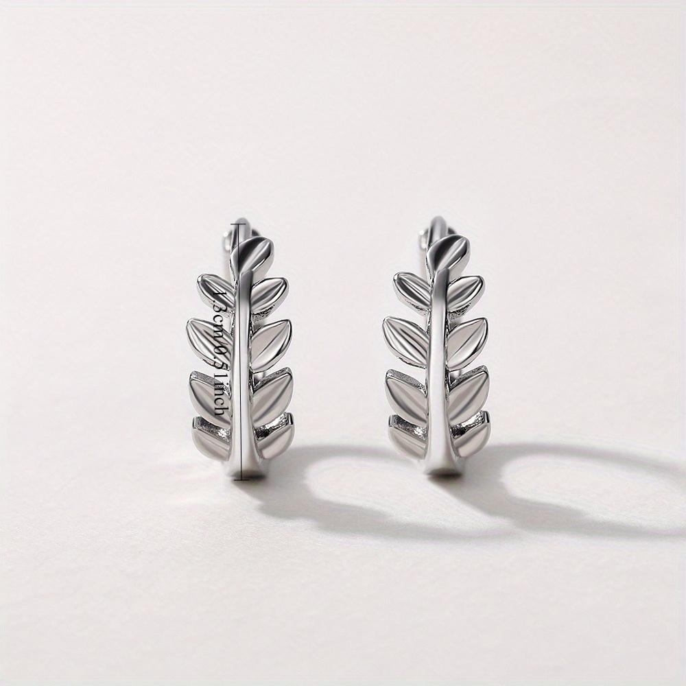1 Pair of Art Fresh Leaf Ear Buckles, Olive Leaf Olive Branch Earrings, Stylish Silver Earrings