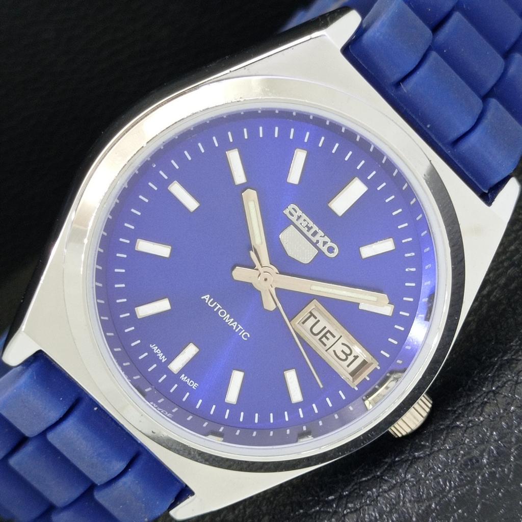 AUTOMATIC VINTAGE SEIKO 5 REFURBISHED JAPAN MENS BLUE COLOR DIAL WATCH a440660-4 Sk-a440660